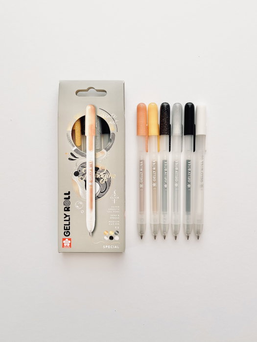 SAKURA Gelly Roll Estuche de 6 Bolígrafos Retráctiles de Tinta Gel en Colores Variados